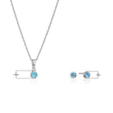 Dainty 925 Sterling Silver Gemstone Birthstone Petite Stud Earrings and 16" Pendant Necklace Jewelry Set