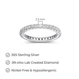 Rhodium-Plated Sterling Silver Wedding Anniversary Band with Lab-Created Diamonds, Hypoallergenic Jewelry for Women Size 7