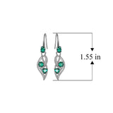 Sterling Silver Created Gemstone and White Sapphire Wave Dangle Earrings