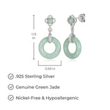 Green Jade Earrings – Rhodium-Plated Sterling Silver, Genuine Green Jade Jewelry, Hypoallergenic, Elegant Gift Box Included