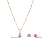 Dainty 925 Sterling Silver Gemstone Birthstone Petite Stud Earrings and 16" Pendant Necklace Jewelry Set