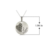 MORGAN & PAIGE Sterling Silver Genuine Marcasite Heart Love Sentiment Disc Pendant Necklace, 18"