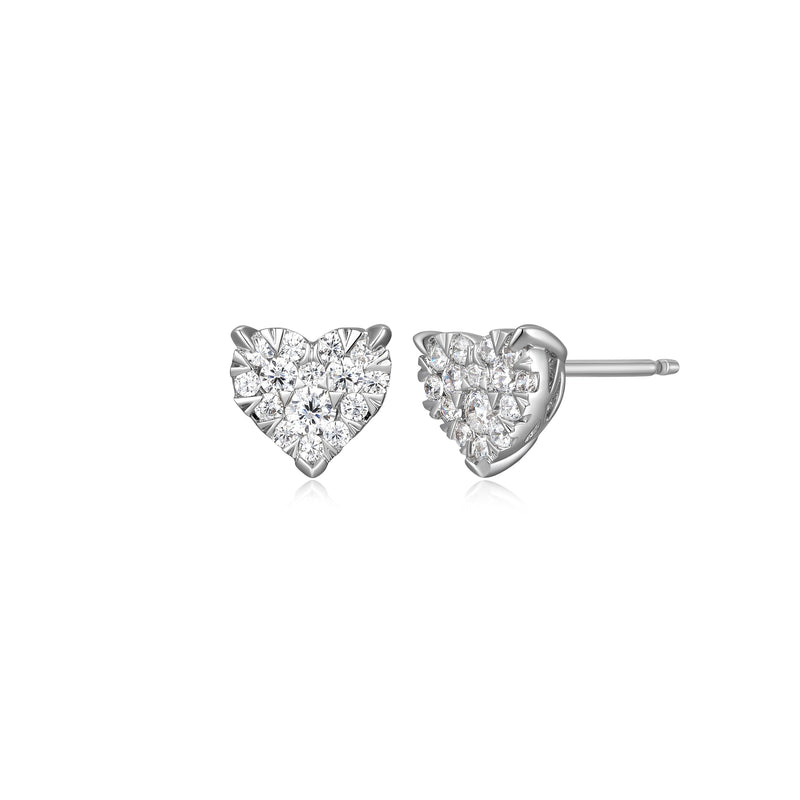 LUXLAB Diamond Stud Earrings Lab-Created Diamond in Rhodium-Plated Sterling Silver - 5/8 or 3/8 Carat Total Weight, Hypoallergenic Diamond Earrings Jewelry for Women