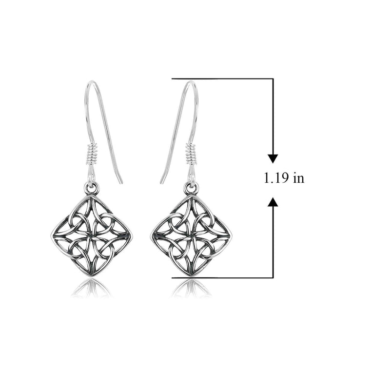 Morgan & Paige 925 Sterling Silver Oxidized Celtic Knot Rectangle Diamond Shape or Oval Infinity Drop Earrings for Women