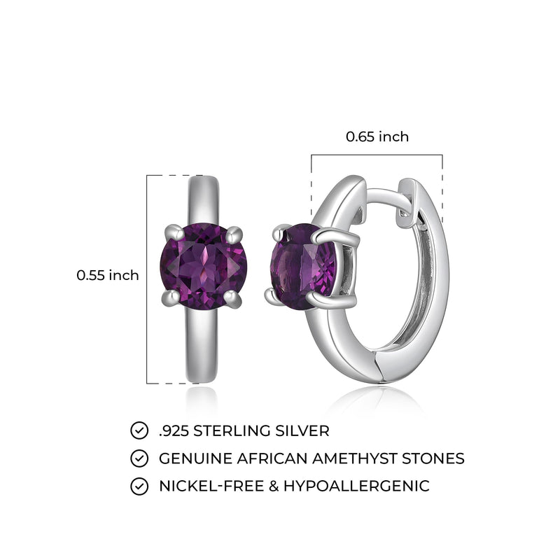 MORGAN & PAIGE Rhodium-Plated Sterling Silver Huggie Hoop Earrings - Hypoallergenic and Nickel-Free for Sensitive Skin, Choice of Birthstone Jewelry, with Elegant Gift Box