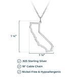 MORGAN & PAIGE .925 Sterling Silver Rhodium Plated US Home States Outline Map Pendant Necklaces for Women - Long Distance Friendship Dainty Hypoallergenic Sterling Silver Necklace for Women 18 inch