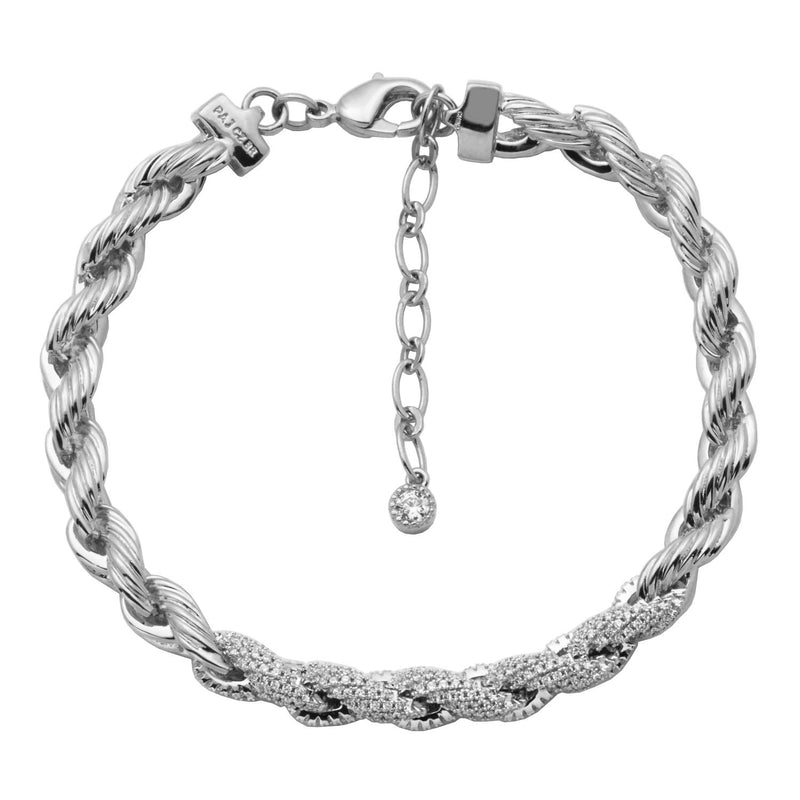 MORGAN & PAIGE Cubic Zirconia Rope Chain Bracelet 7.25" + 1.5" Extention - Choise of Width and Color