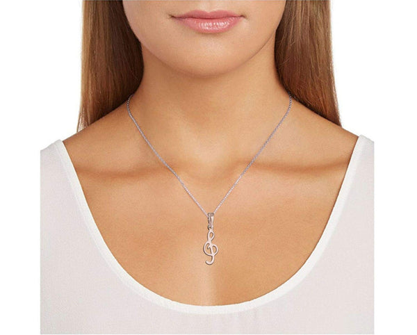 MORGAN & PAIGE 14K Rose Gold Plated 925 Sterling Silver Music Note Pendant Necklace With 18" Cable Chain