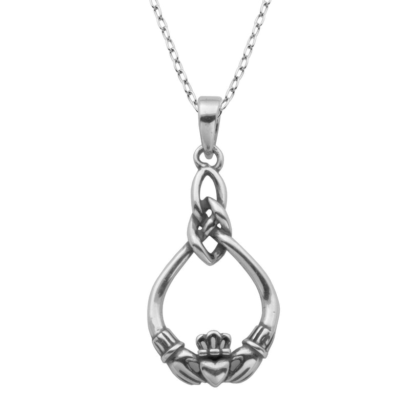 MORGAN & PAIGE Oxidized 925 Sterling Silver Celtic Claddagh Crown, Cross or Celtic Knot Pendant Necklace, 18"