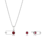 Dainty 925 Sterling Silver Gemstone Birthstone Petite Stud Earrings and 16" Pendant Necklace Jewelry Set