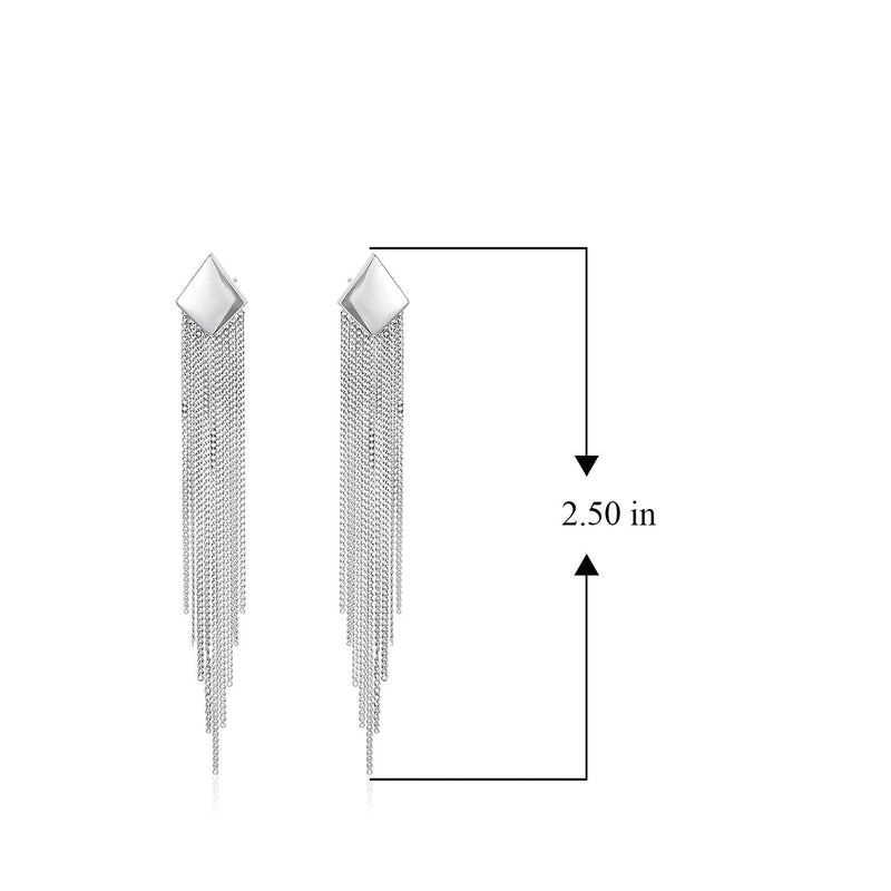 MORGAN & PAIGE 925 Sterling Silver Chain Tassel Bar Stud Long Drop Earrings