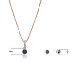 Dainty 925 Sterling Silver Gemstone Birthstone Petite Stud Earrings and 16" Pendant Necklace Jewelry Set