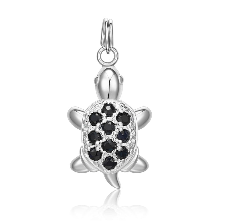 MORGAN & PAIGE Sterling Silver Genuine Red Ruby Crab, Turtle, Cow and Machine Pave-Setting Clasp Drop Style Charm