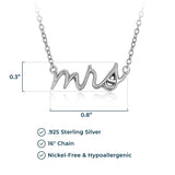 MORGAN & PAIGE .925 Sterling Silver Rhodium or 18K Yellow Gold Plated Statement Dainty Necklace for Women, Hypoallergenic Cursive Pendant Letter Necklaces for Women - 16in with 2in Extender Chain