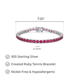 MORGAN & PAIGE .925 Sterling Silver Tennis Bracelet For Women - Genuine Natural or Created 4mm Gemstone Round Cut Birthstones, 7.25"