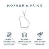 MORGAN & PAIGE .925 Sterling Silver Rhodium Plated US Home States Outline Map Pendant Necklaces for Women - Long Distance Friendship Dainty Hypoallergenic Sterling Silver Necklace for Women 18 inch