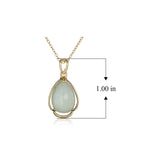 MORGAN & PAIGE .925 Sterling Silver 18K Gold Plated Teardrop Cut Genuine Green Jade Necklaces for Women or Jade Earrings for Women - Celtic Knot Drop Earrings and Wire Frame Pendant Necklace Jewelry