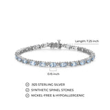 MORGAN & PAIGE .925 Sterling Silver Rhodium Plated Birthstone Tennis Bracelets for Women - Alternating Diamond and Oval Gemstone Bracelet, Secure Locking Clasp Birthday Gift Jewelry for Women 7.25"