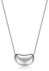 MORGAN & PAIGE .925 Sterling Silver Rhodium Plated, 14K Rose Gold or 18K Yellow Gold Necklaces for Women, Bean Shape Pendant Design Sterling Silver Necklace for Women, Classic Charm Jewelry 18 inch