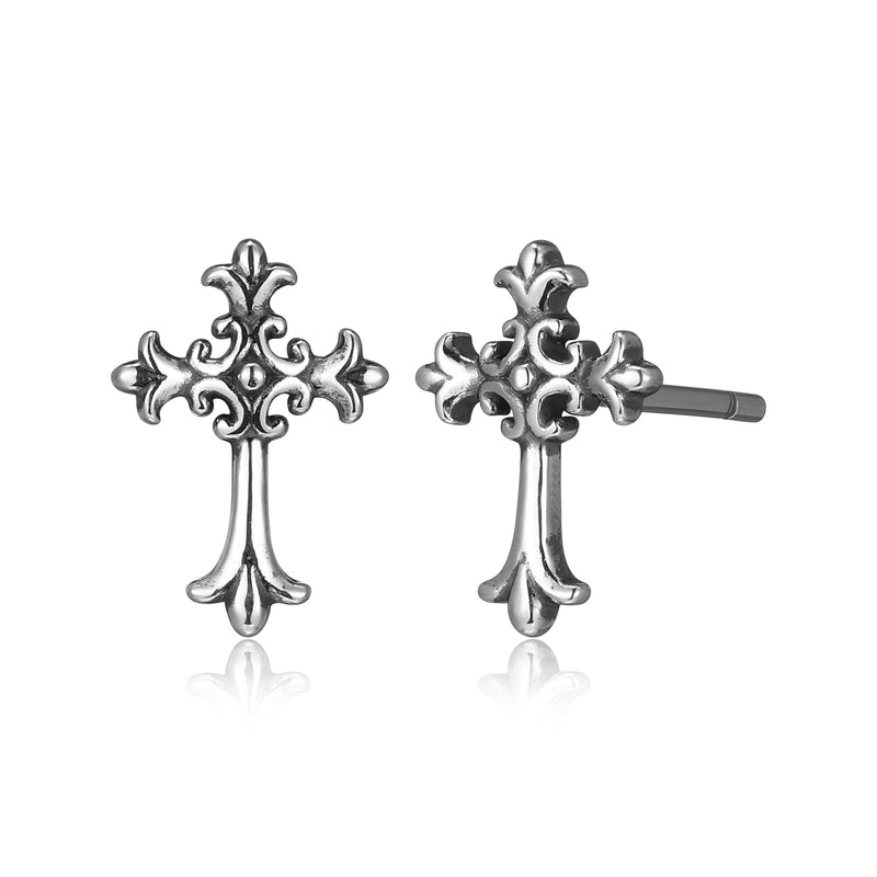 MORGAN & PAIGE .925 Sterling Silver Oxidized, 18k Yellow Gold or 14K Rose Gold Plated Celtic Cross Sterling Silver Earrings - Drop & Dangle or Stud Earrings for Women Hypoallergenic Faith Jewelry