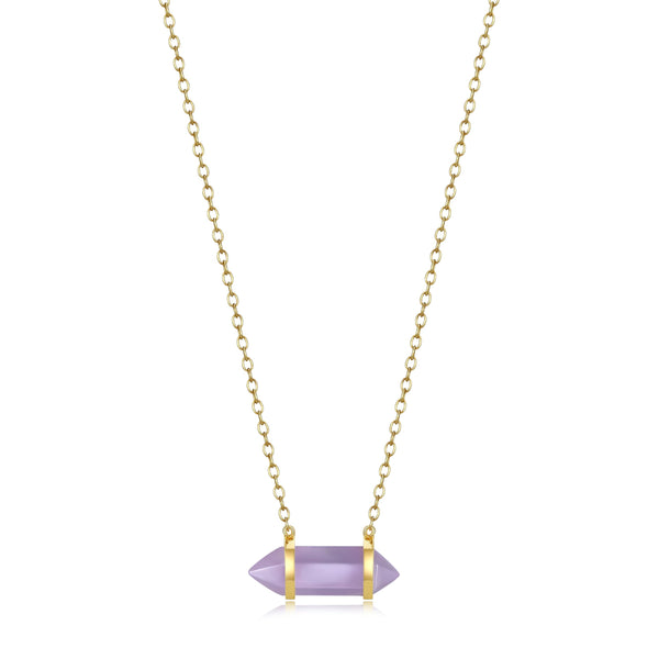 MORGAN & PAIGE .925 Sterling Silver 18K Gold Plated Hexagonal Crystal Pendant Necklace - Dainty Gold Necklace Healing Chakra Necklace for Women, Genuine Gemstones with or without Cubic Zirconia 16"