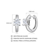 MORGAN & PAIGE Rhodium-Plated Sterling Silver Huggie Hoop Earrings - Hypoallergenic and Nickel-Free for Sensitive Skin, Choice of Birthstone Jewelry, with Elegant Gift Box