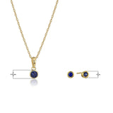 Dainty 925 Sterling Silver Gemstone Birthstone Petite Stud Earrings and 16" Pendant Necklace Jewelry Set