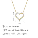 Sterling Silver Necklace Pendant with Lab-Created Diamonds, Hypoallergenic, 18-inch Chain, Elegant Gift Box Included