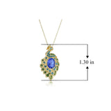 MORGAN & PAIGE 18K Yellow Gold Plated Sterling Silver Blue and Green Peacock Pendant Necklace Made with Crystal (18")