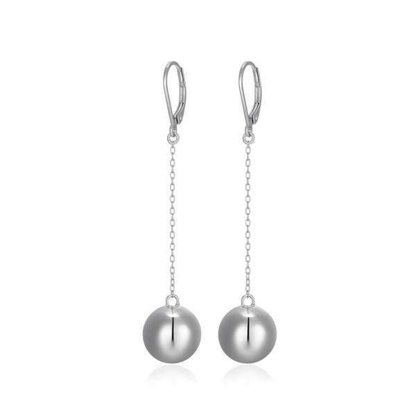 MORGAN & PAIGE Rhodium Plated 925 Sterling Silver Ball Drop Earrings