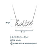 MORGAN & PAIGE .925 Sterling Silver Rhodium or 18K Yellow Gold Plated Statement Dainty Necklace for Women, Hypoallergenic Cursive Pendant Letter Necklaces for Women - 16in with 2in Extender Chain