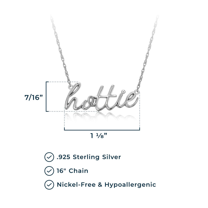 MORGAN & PAIGE .925 Sterling Silver Rhodium or 18K Yellow Gold Plated Statement Dainty Necklace for Women, Hypoallergenic Cursive Pendant Letter Necklaces for Women - 16in with 2in Extender Chain