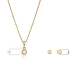 Dainty 925 Sterling Silver Gemstone Birthstone Petite Stud Earrings and 16" Pendant Necklace Jewelry Set