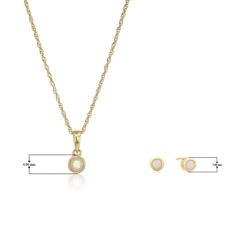 Dainty 925 Sterling Silver Gemstone Birthstone Petite Stud Earrings and 16" Pendant Necklace Jewelry Set