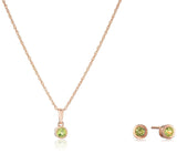 Dainty 925 Sterling Silver Gemstone Birthstone Petite Stud Earrings and 16" Pendant Necklace Jewelry Set