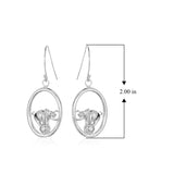 MORGAN & PAIGE Rhodium Plated 925 Sterling Silver Black Epoxy Panda Bear on Bamboo Ring Drop Earrings