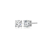 Rhodium Plated Sterling Silver Moissanite Stud Earrings for Women, Jewelry Gift Moissanite Earrings for Women, Elegant Gift Box Included