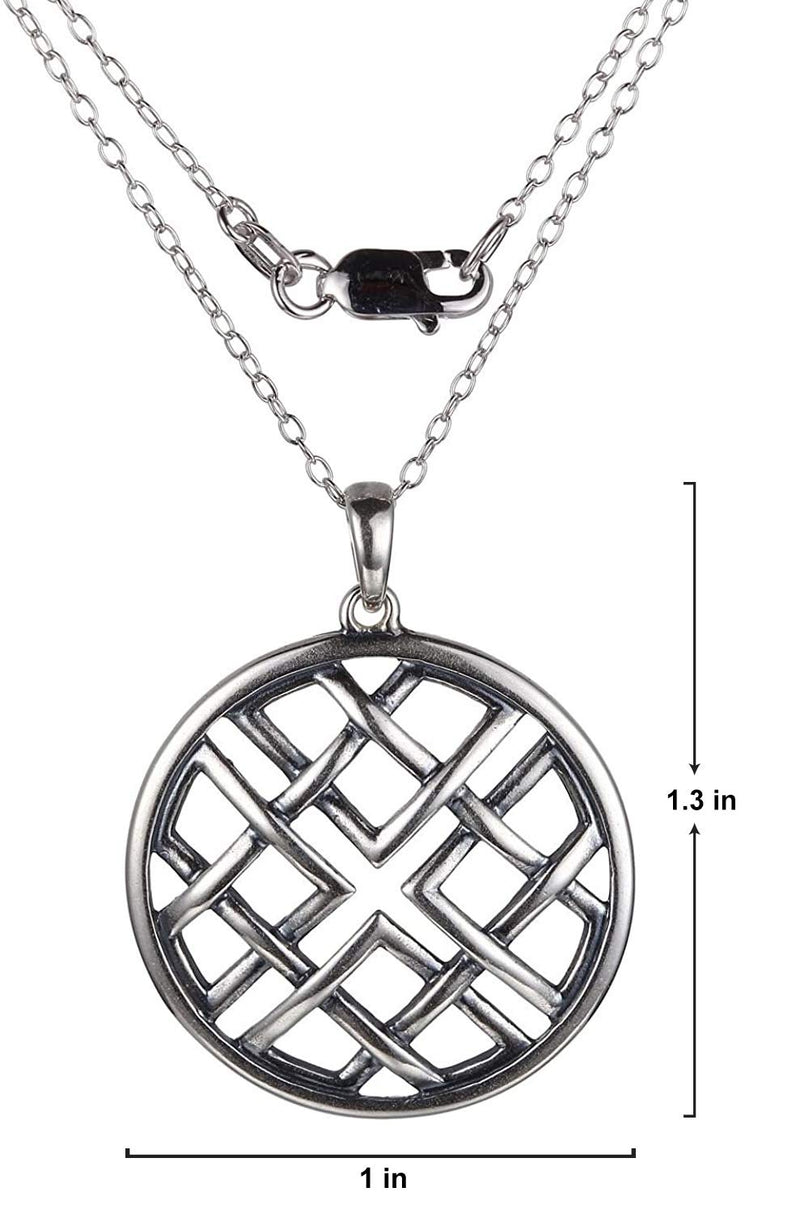 MORGAN & PAIGE Oxidized 925 Sterling Silver Celtic Knot Medallion, Heart, Clover and Solomon Knot Pendant Necklace, 18"