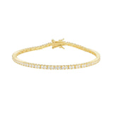 MORGAN & PAIGE 925 Sterling Silver Tennis Bracelet with Cubic Zirconia in Platinum, Yellow Gold, or Rose Gold Plated Finishes; Hypoallergenic Tarnish-Free, Silver Bracelet for Women,7.25 or 8 inch