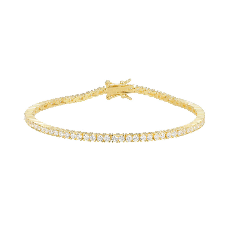 MORGAN & PAIGE 925 Sterling Silver Tennis Bracelet with Cubic Zirconia in Platinum, Yellow Gold, or Rose Gold Plated Finishes; Hypoallergenic Tarnish-Free, Silver Bracelet for Women,7.25 or 8 inch