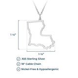 MORGAN & PAIGE .925 Sterling Silver Rhodium Plated US Home States Outline Map Pendant Necklaces for Women - Long Distance Friendship Dainty Hypoallergenic Sterling Silver Necklace for Women 18 inch