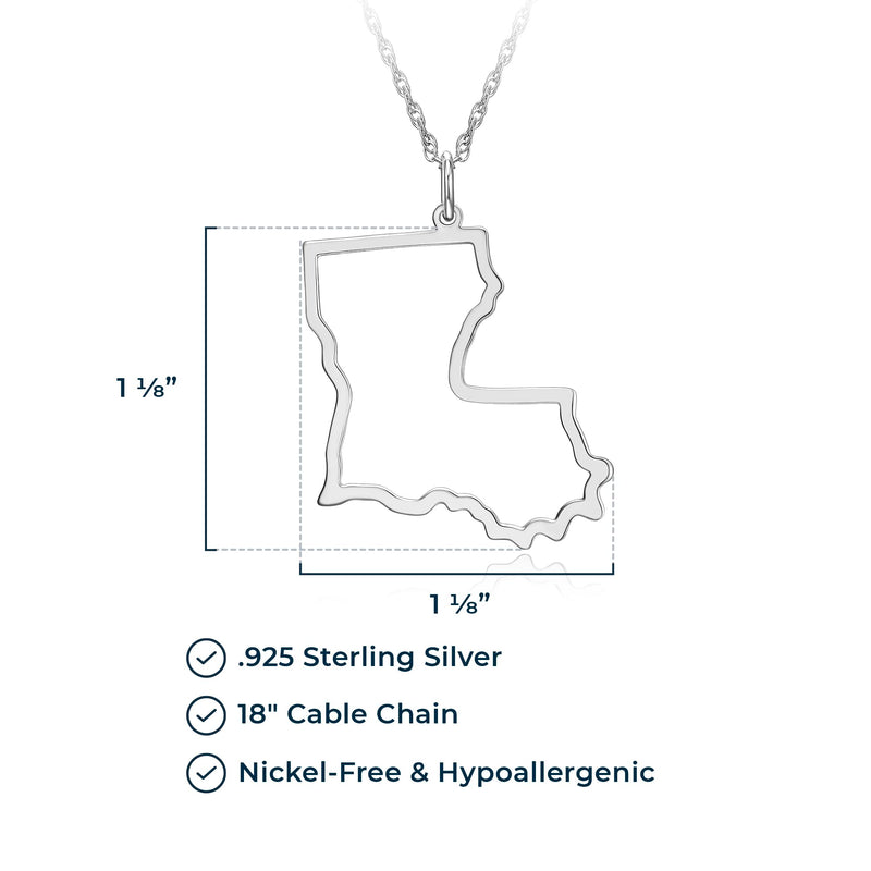 MORGAN & PAIGE .925 Sterling Silver Rhodium Plated US Home States Outline Map Pendant Necklaces for Women - Long Distance Friendship Dainty Hypoallergenic Sterling Silver Necklace for Women 18 inch