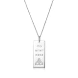 MORGAN & PAIGE Rhodium-Plated Sterling Silver Diamond Mo Anam Cara 4-prong setting Pendant Necklace with Celtic Knot Detail (1/10 cttw, J Color, I3 Clarity), 18"