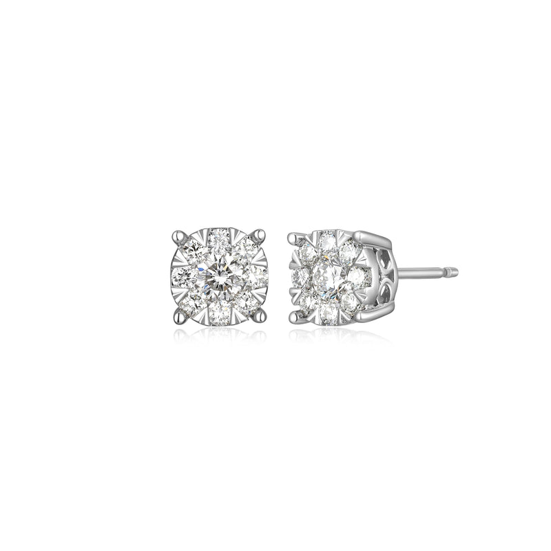 LUXLAB Diamond Stud Earrings Lab-Created Diamond in Rhodium-Plated Sterling Silver - 5/8 or 3/8 Carat Total Weight, Hypoallergenic Diamond Earrings Jewelry for Women