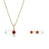 Dainty 925 Sterling Silver Gemstone Birthstone Petite Stud Earrings and 16" Pendant Necklace Jewelry Set