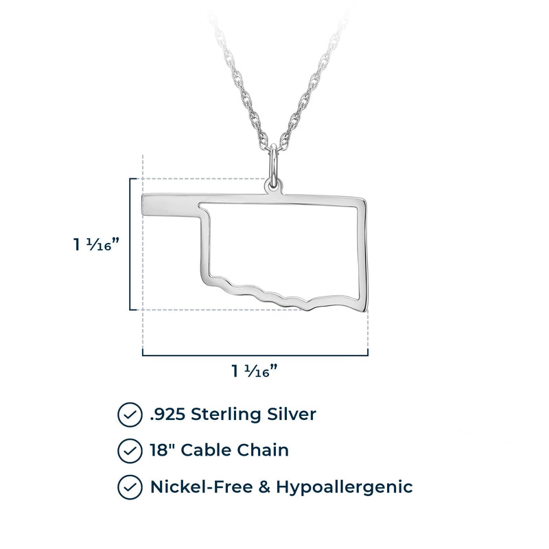 MORGAN & PAIGE .925 Sterling Silver Rhodium Plated US Home States Outline Map Pendant Necklaces for Women - Long Distance Friendship Dainty Hypoallergenic Sterling Silver Necklace for Women 18 inch