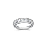 MORGAN & PAIGE .925 Sterling Silver Platinum or 18K Gold Plated Anniversary Wedding Rings for Women - Classic Channel-Set Princess Cut Cubic Zirconia Ring, Stackable Wedding Bands for Women Size 5-9