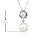 MORGAN & PAIGE .925 Sterling Silver Rhodium Plated Birthstone Necklace - Elegant Freshwater Cultured Pearl Necklace and Gemstone Necklace, Bezel-Set Pearl Drop Necklaces for Women Jewelry 18"