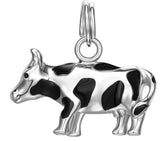 MORGAN & PAIGE Sterling Silver Genuine Red Ruby Crab, Turtle, Cow and Machine Pave-Setting Clasp Drop Style Charm