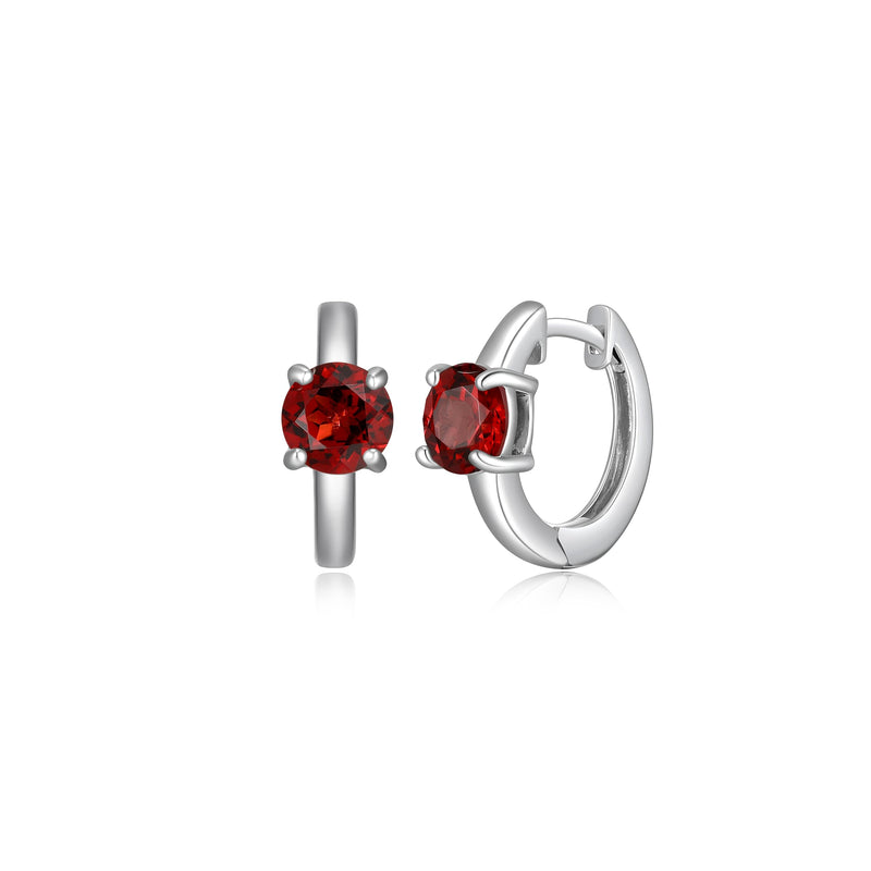 MORGAN & PAIGE Rhodium-Plated Sterling Silver Huggie Hoop Earrings - Hypoallergenic and Nickel-Free for Sensitive Skin, Choice of Birthstone Jewelry, with Elegant Gift Box